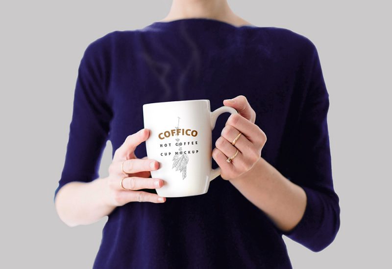 Woman With Coffee Cup Mockup